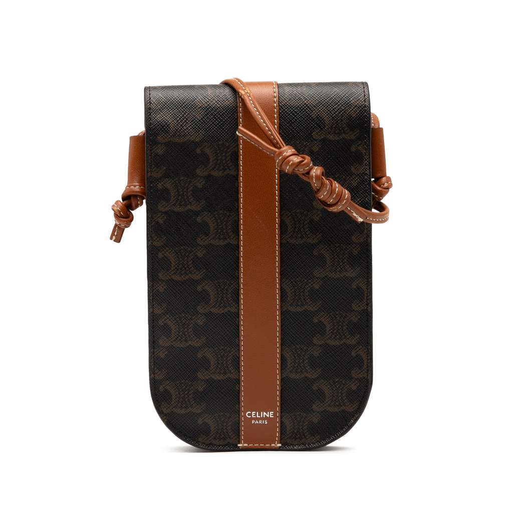 Celine Triomphe Coated Canvas Phone Pouch Flap Crossbody