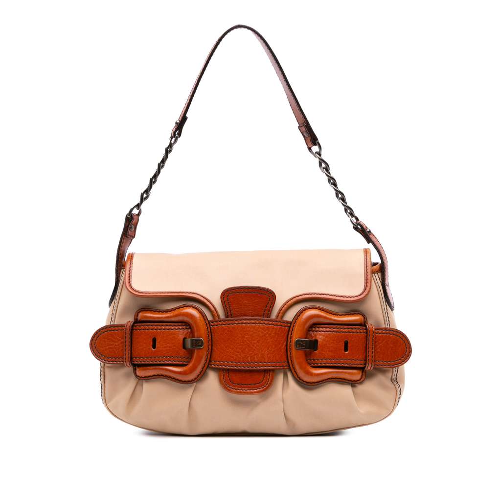Fendi Nylon and Leather B Bis Shoulder Bag