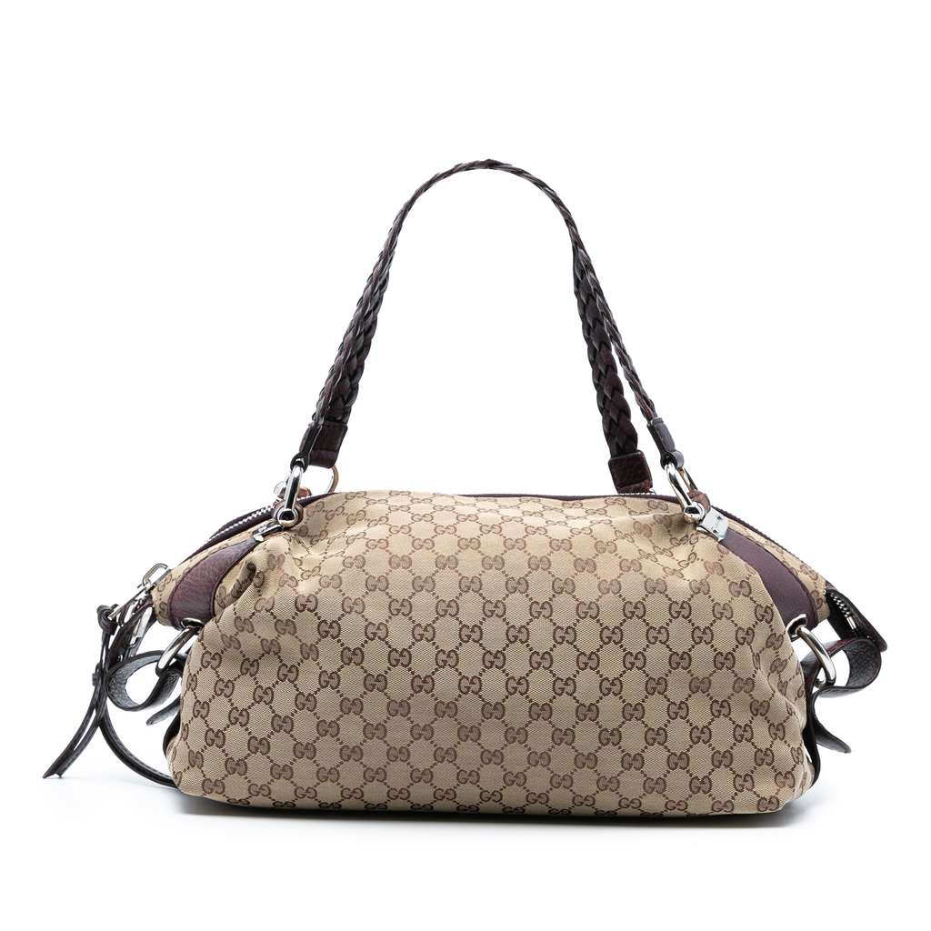 Gucci Medium GG Canvas Bamboo Bar Tote