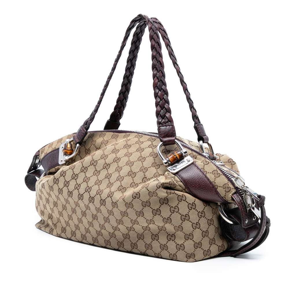 Gucci Medium GG Canvas Bamboo Bar Tote - 2