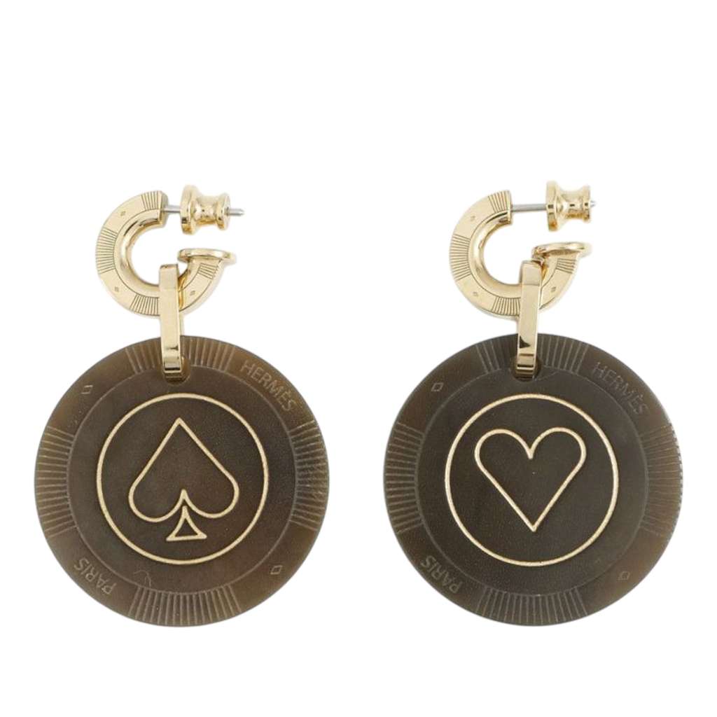 Hermès Gold Plated Horn Faites Vos Jeux Push Back Earrings - 2