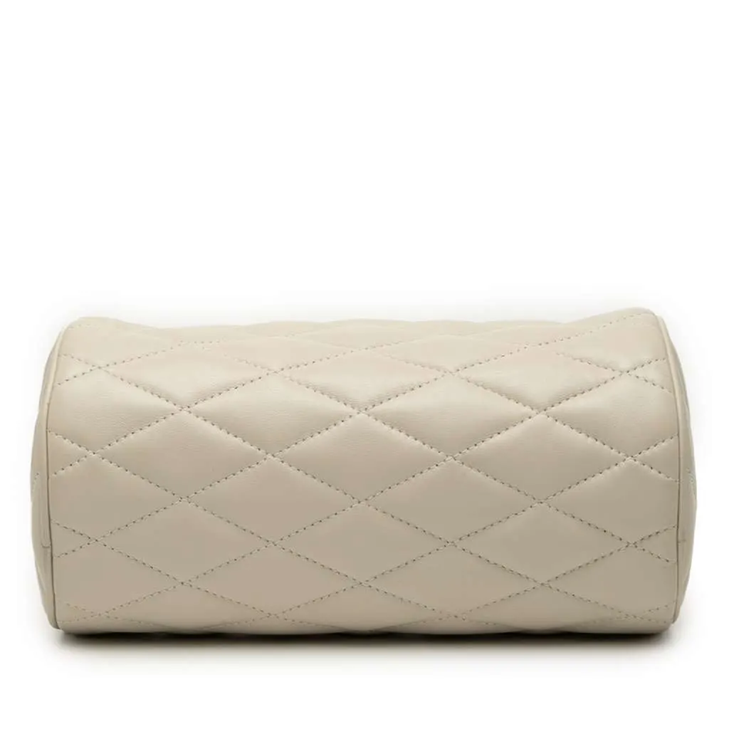 Saint Laurent Small Quilted Lambskin Sade Tube Bag White Leather Good - Inside View
