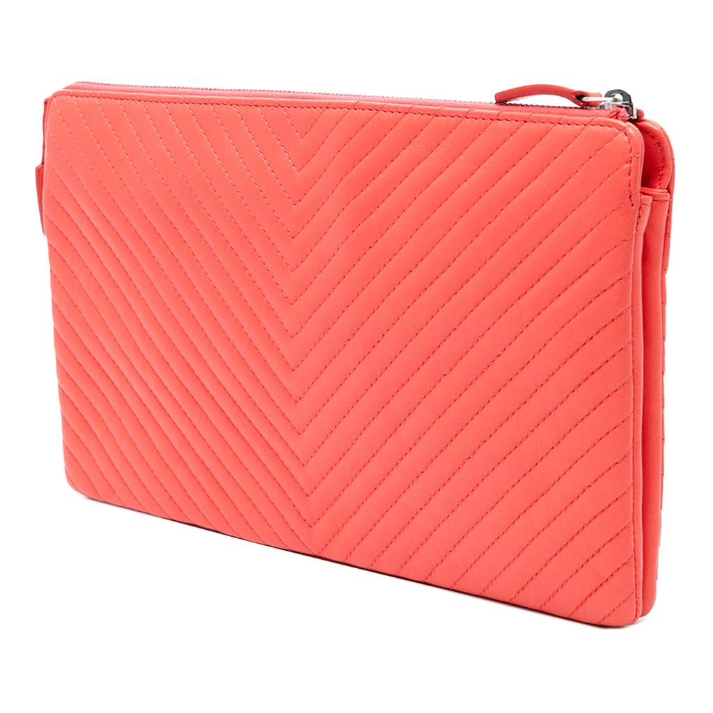 Chanel CC Chevron Calfskin Zip Clutch - 2