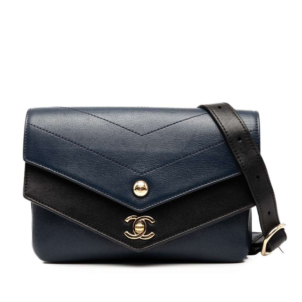 Chanel Chevron Calfskin Double Envelope Flap