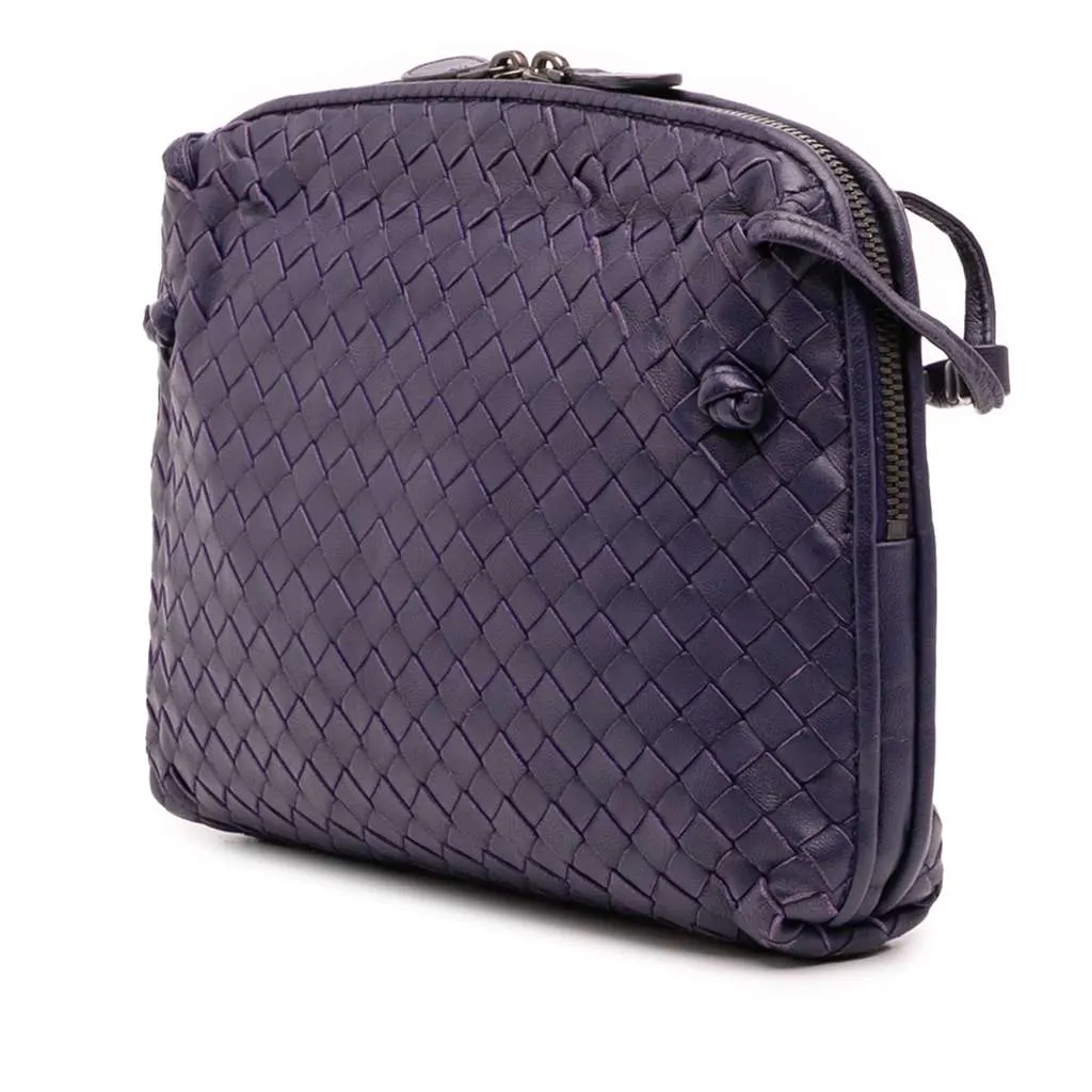 Bottega Veneta Nappa Intrecciato Nodini Crossbody Blue Leather Good - Back View