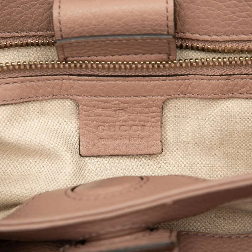 Gucci Small Calfskin Bamboo Shopper Satchel Pink Leather Good - Box View