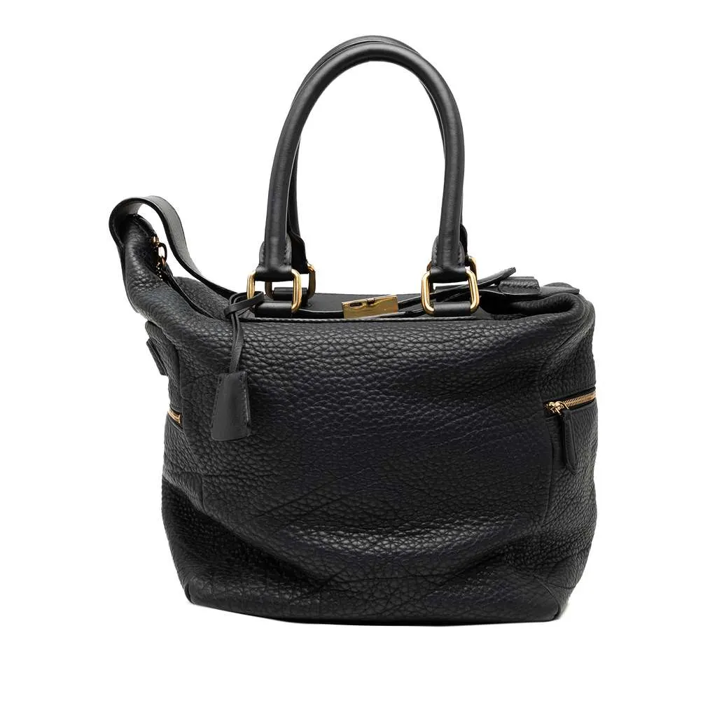 Celine Leather Satchel Blue Leather Good - Front View