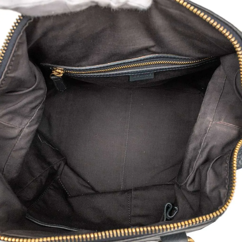 Celine Leather Satchel Blue Leather Good - Model View