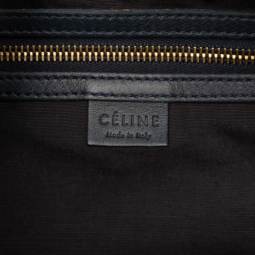 Celine Leather Satchel Blue Leather Good - Box View