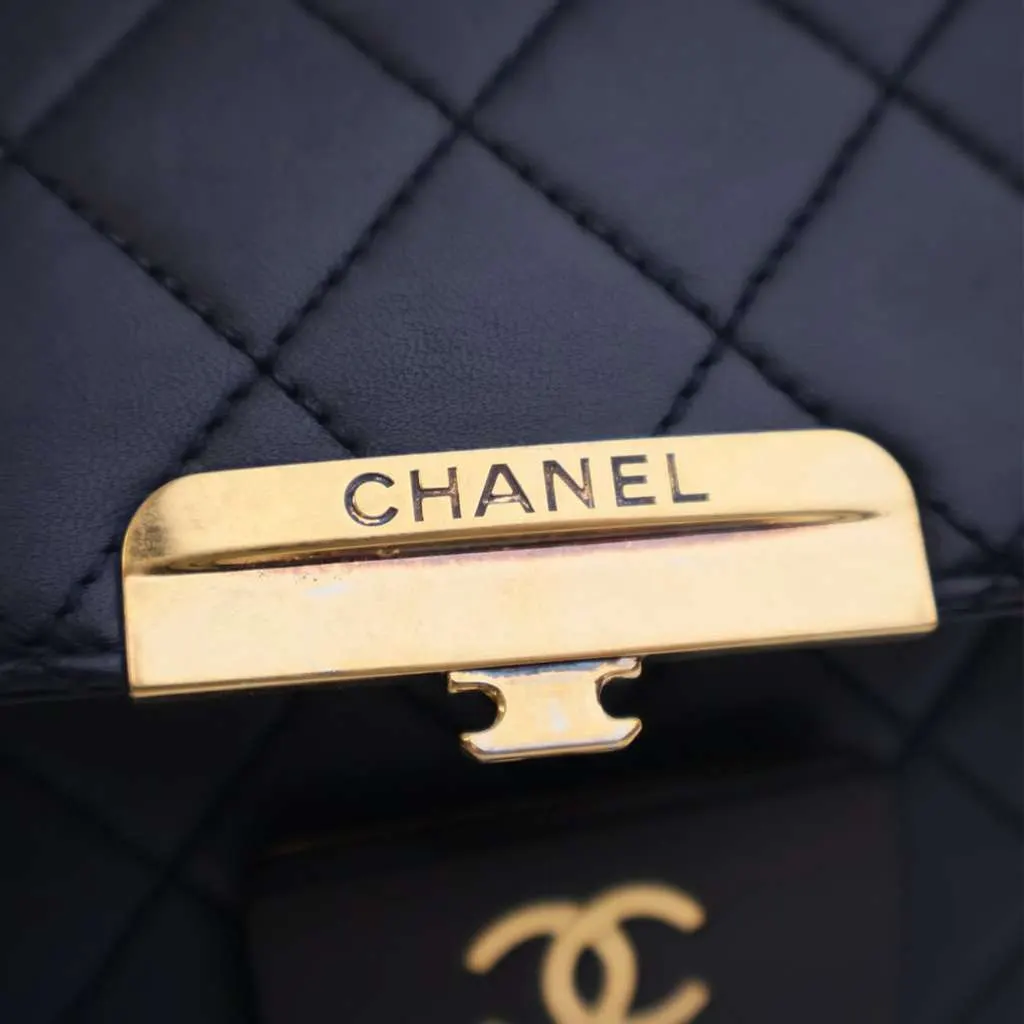 Chanel Mini Lambskin Beauty Lock Flap Blue Leather Good - Box View