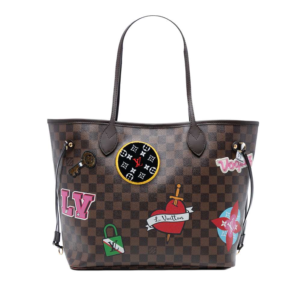 Louis Vuitton Damier Ebene Neverfull Patches MM