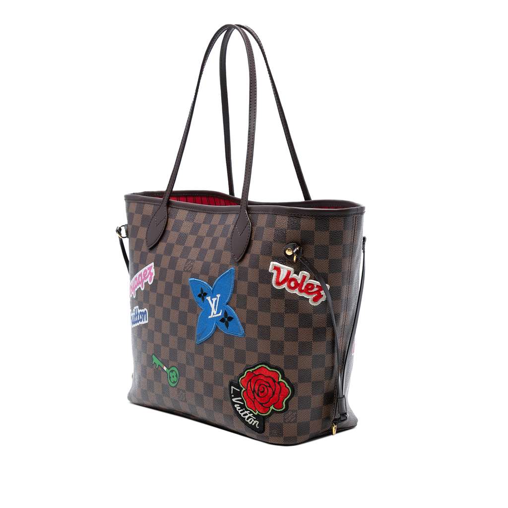 Louis Vuitton Damier Ebene Neverfull Patches MM - Back view