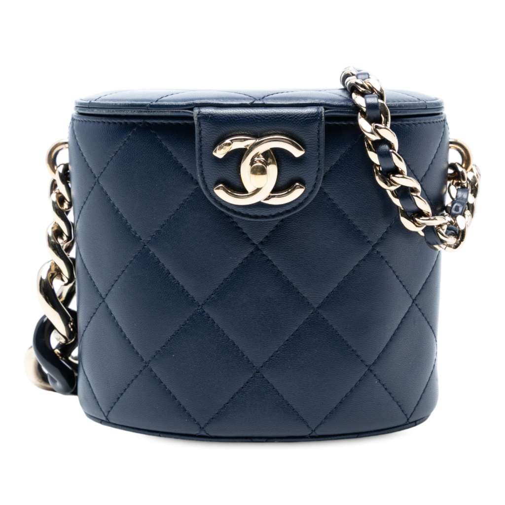 Chanel Small Quilted Lambskin Resin Elegant Chain Tubular Vanity Case