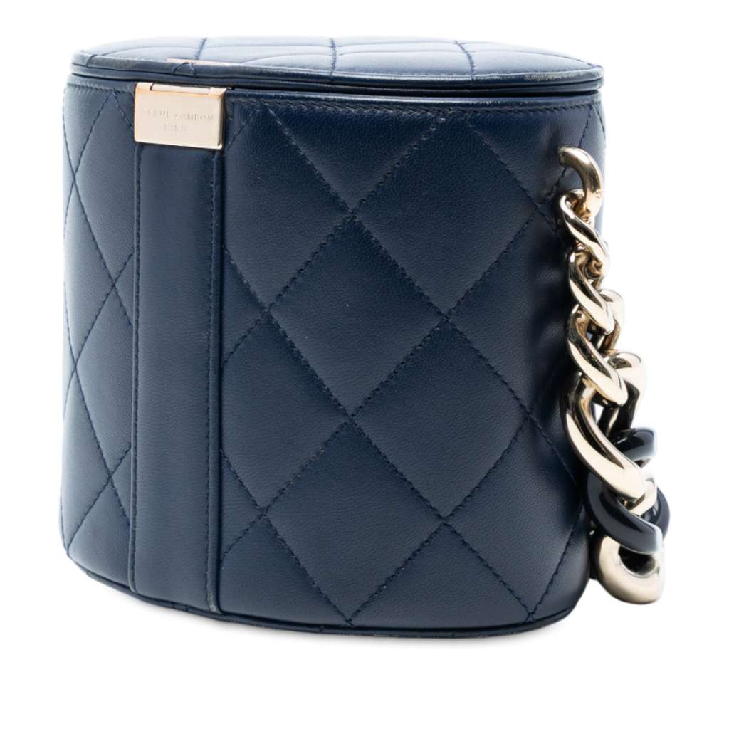 Chanel Small Quilted Lambskin Resin Elegant Chain Tubular Vanity Case - Back view