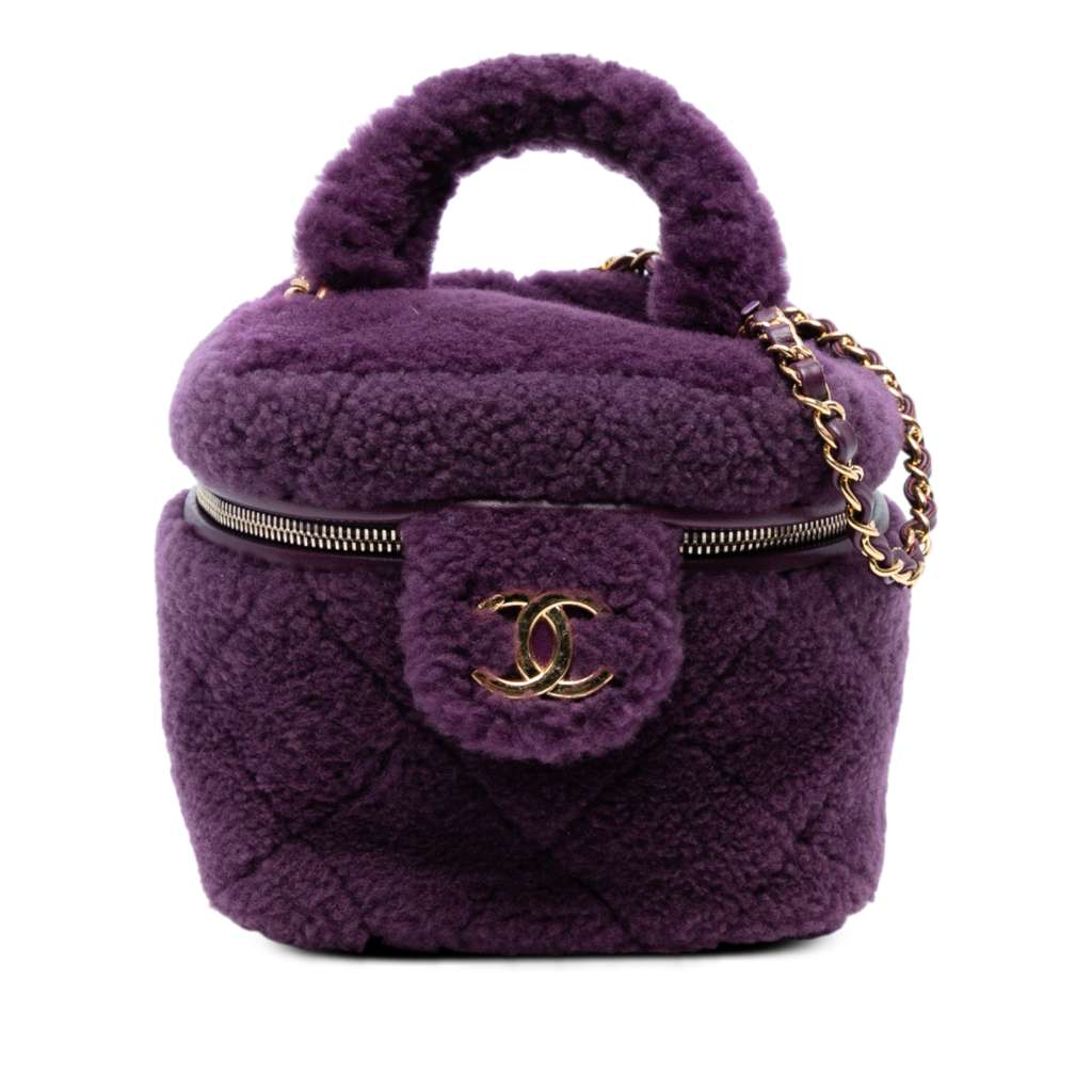 Chanel Small Quilted Shearling Vanity Case