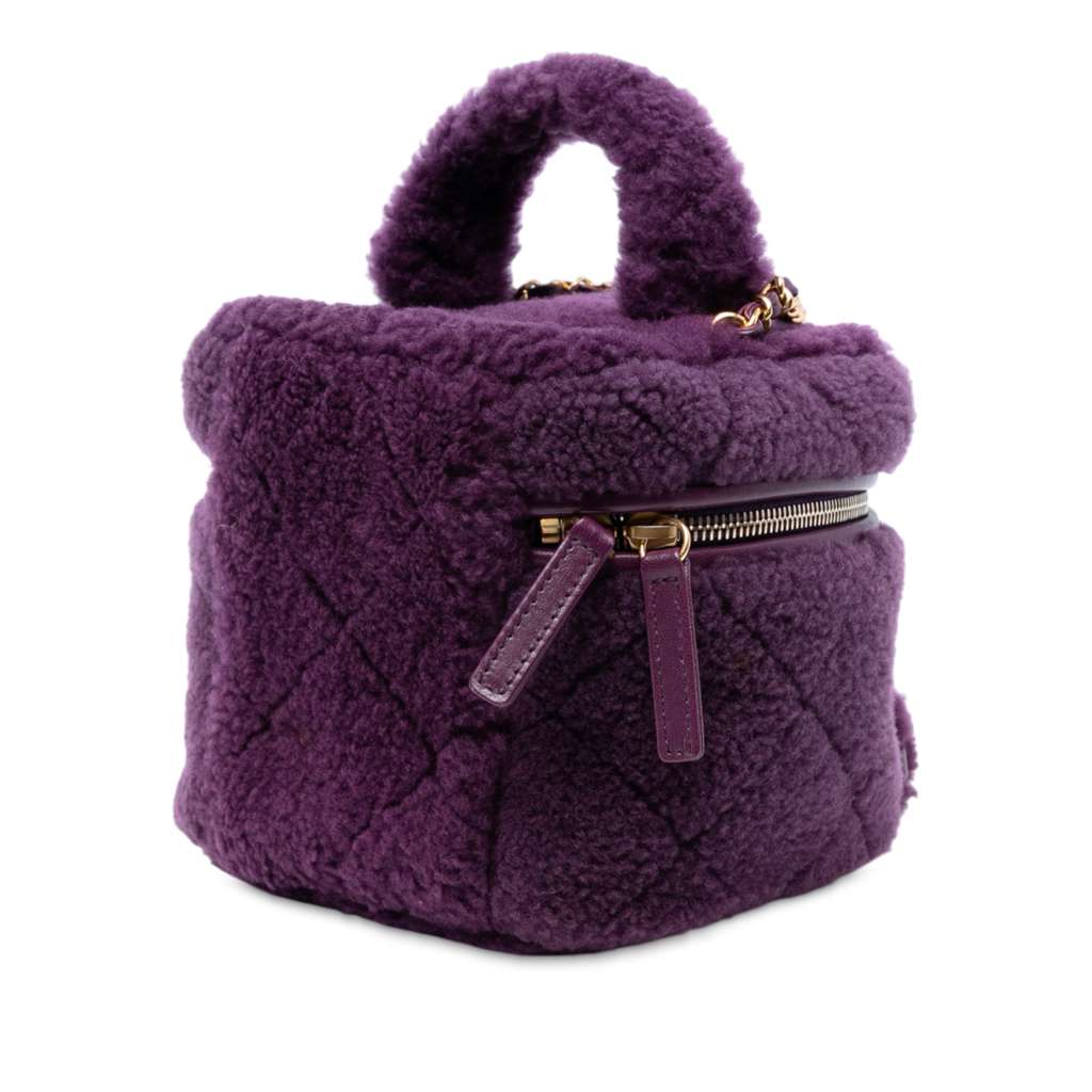 Chanel Small Quilted Shearling Vanity Case - Back view