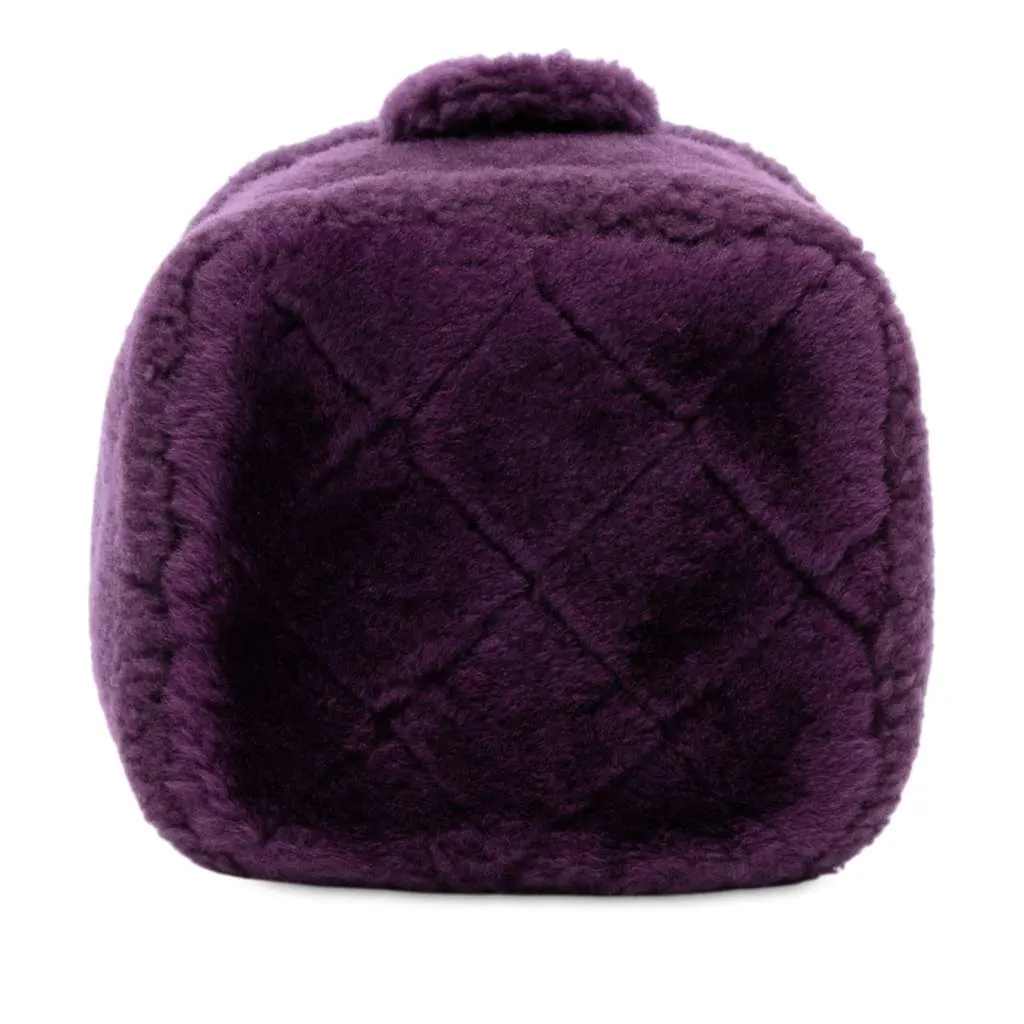 Chanel Small Quilted Shearling Vanity Case Purple Good - Inside View