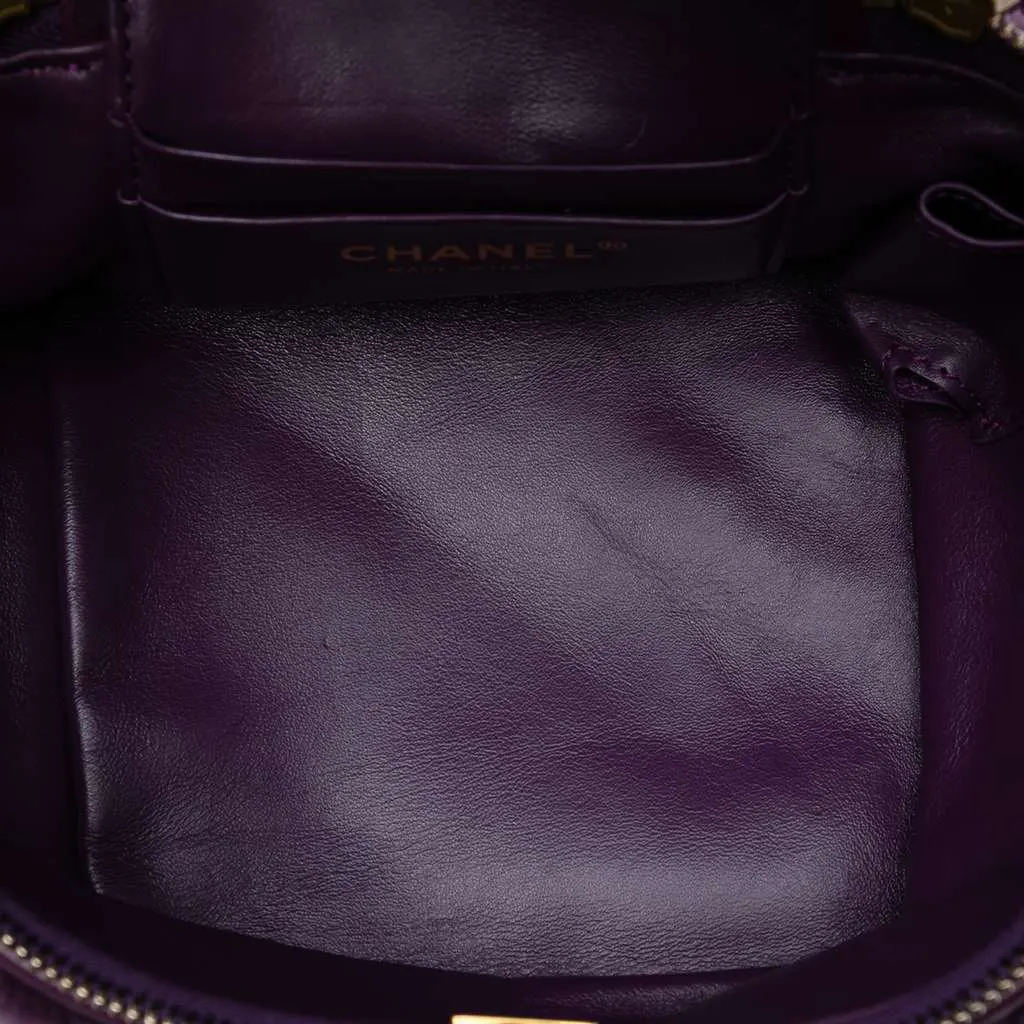 Chanel Small Quilted Shearling Vanity Case Purple Good - Model View