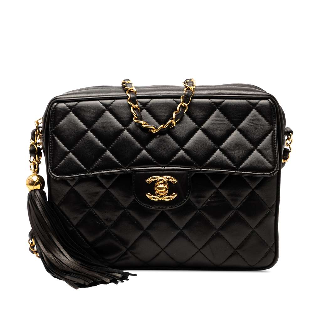Chanel Small CC Quilted Lambskin Tassel Flap Camera Bag