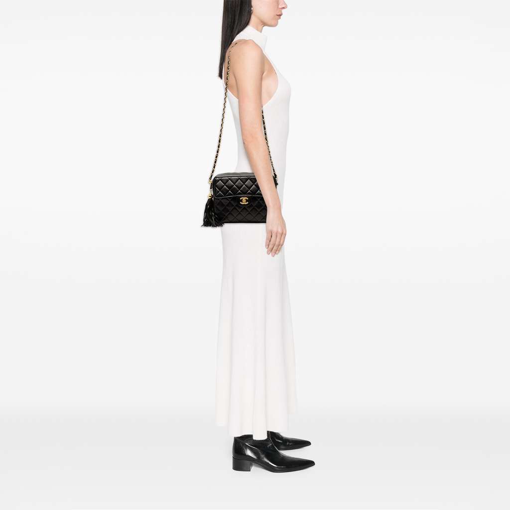 Chanel Small CC Quilted Lambskin Tassel Flap Camera Bag - Image 10