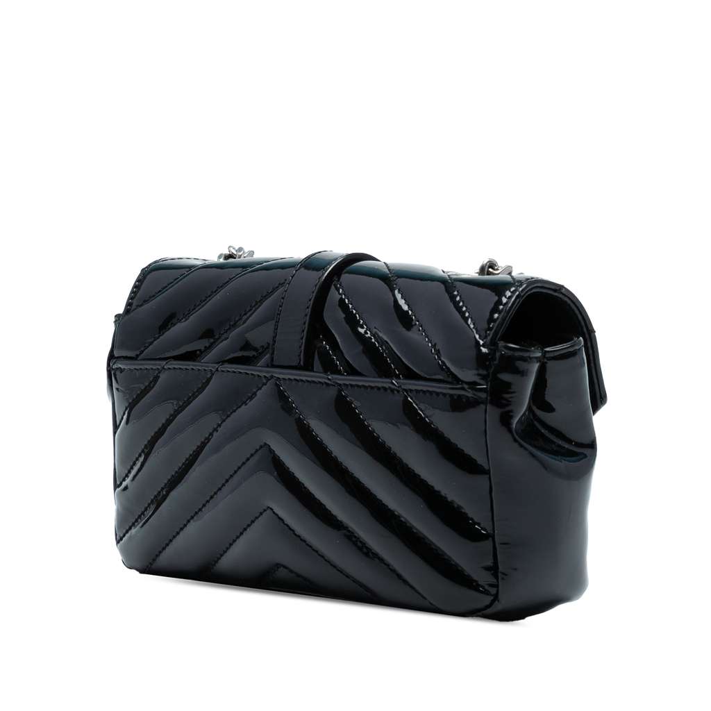 Saint Laurent Baby Patent Chevron Classic Monogram Chain Bag - Back view