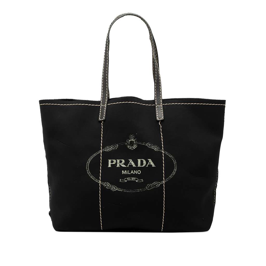 Prada Neoprene Logo Shopping Tote