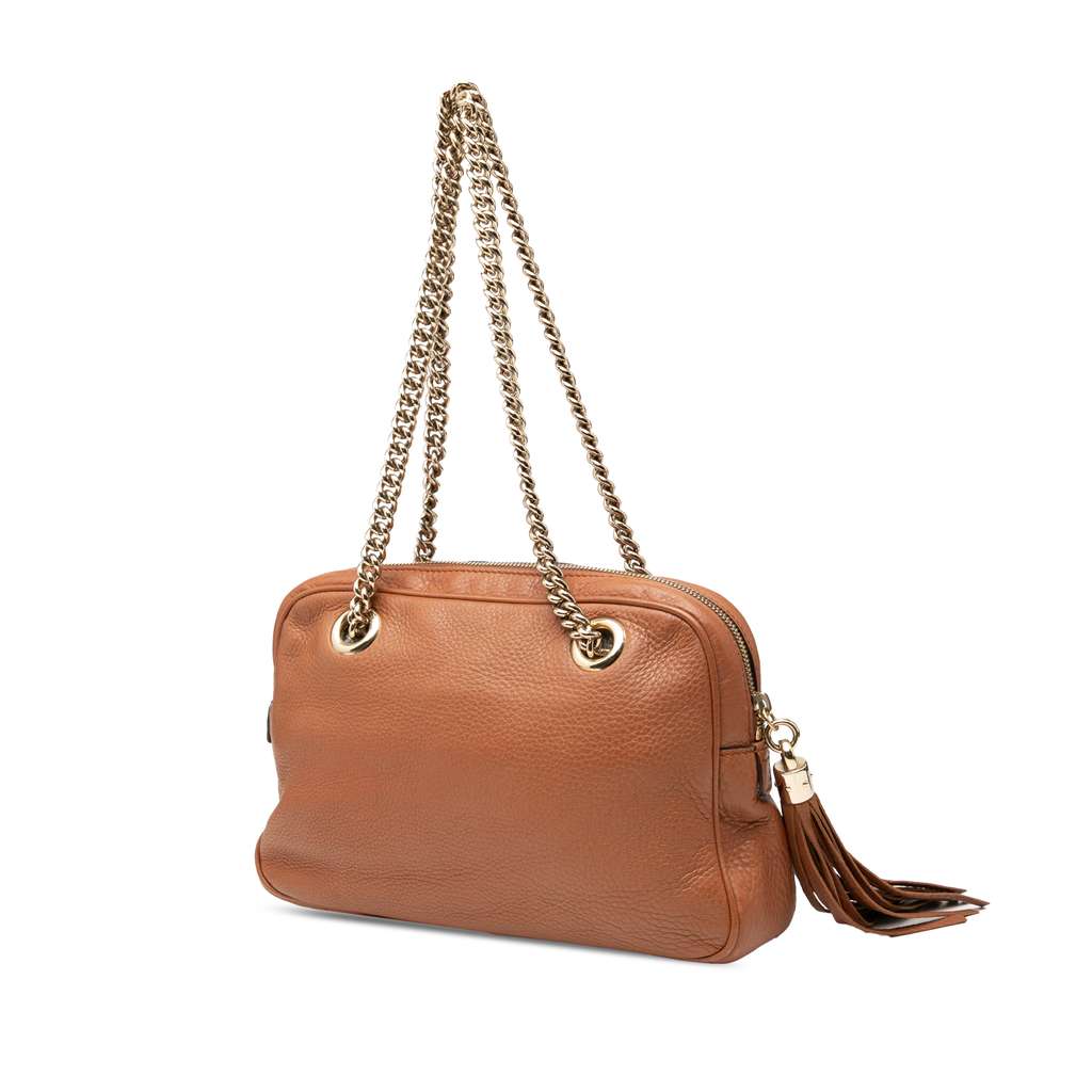 Gucci Pebbled Leather Soho Chain Zip Shoulder Bag - Back view