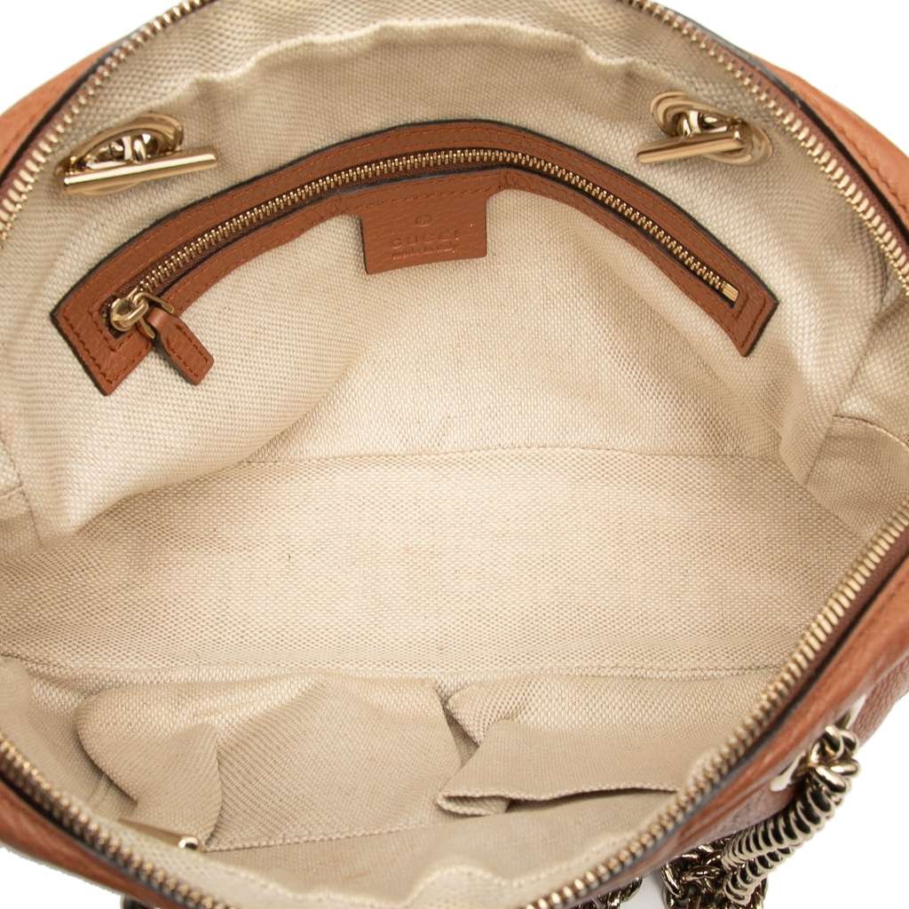 Gucci Pebbled Leather Soho Chain Zip Shoulder Bag - 4