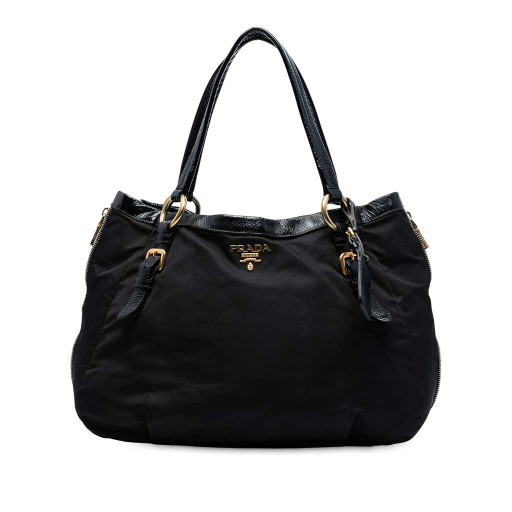 Prada Naplak Trimmed Tessuto Side Zip Tote