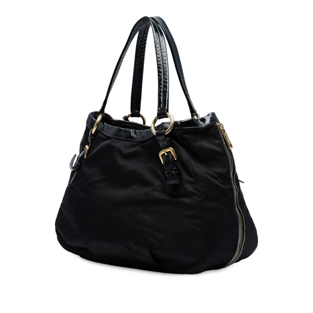 Prada Naplak Trimmed Tessuto Side Zip Tote - Back view