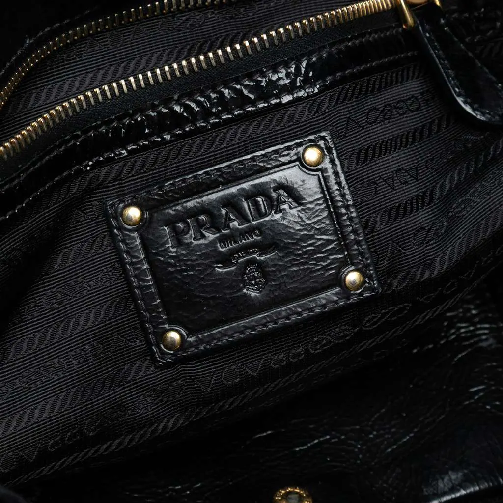 Prada Naplak Trimmed Tessuto Side Zip Tote Black Good - Box View
