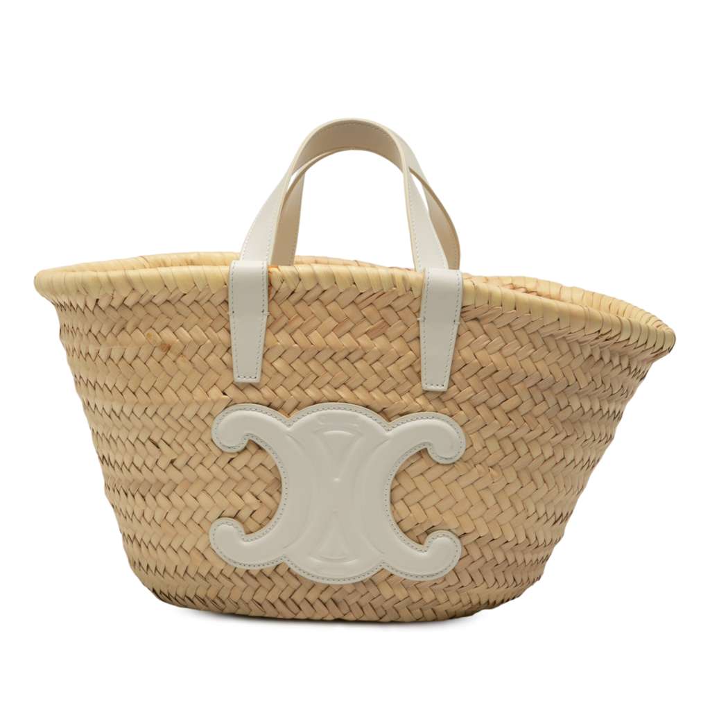 Celine Small Raffia Cuir Triomphe Classic Panier Tote