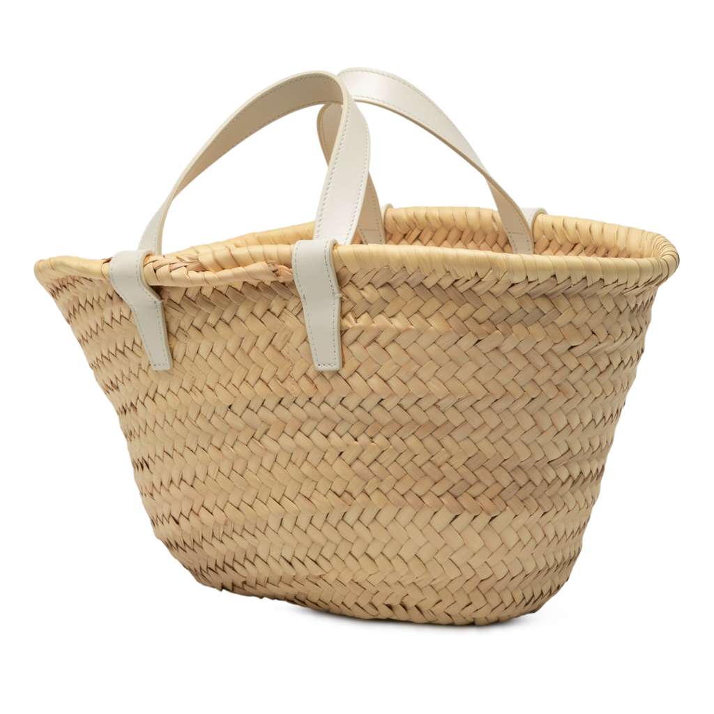 Celine Small Raffia Cuir Triomphe Classic Panier Tote - Back view