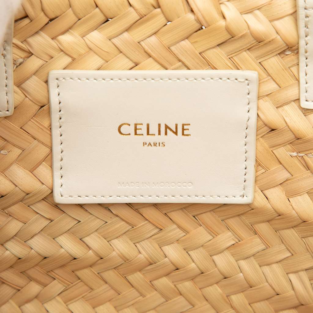 Celine Small Raffia Cuir Triomphe Classic Panier Tote - Side view
