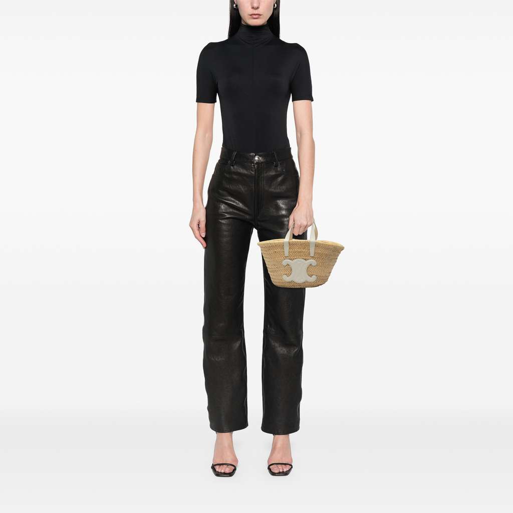 Celine Small Raffia Cuir Triomphe Classic Panier Tote - Detail 2