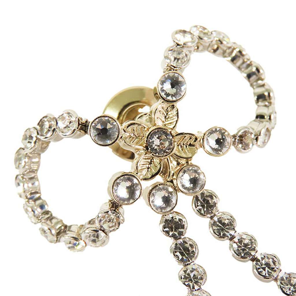 Chanel Gold Plated Rhinestone Embellished Ribbon Marine Brooch - Image 6