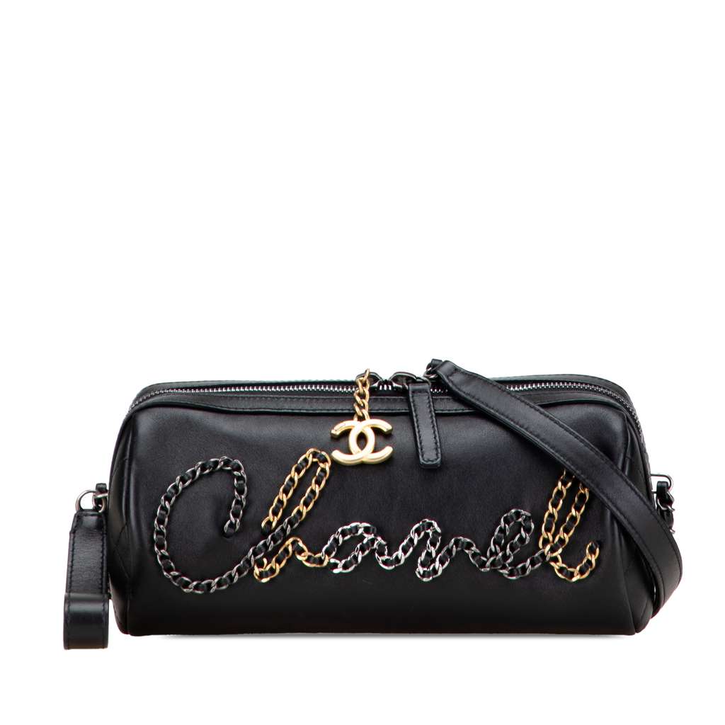 Chanel Calfskin Signature Chain Signe Bowling Bag