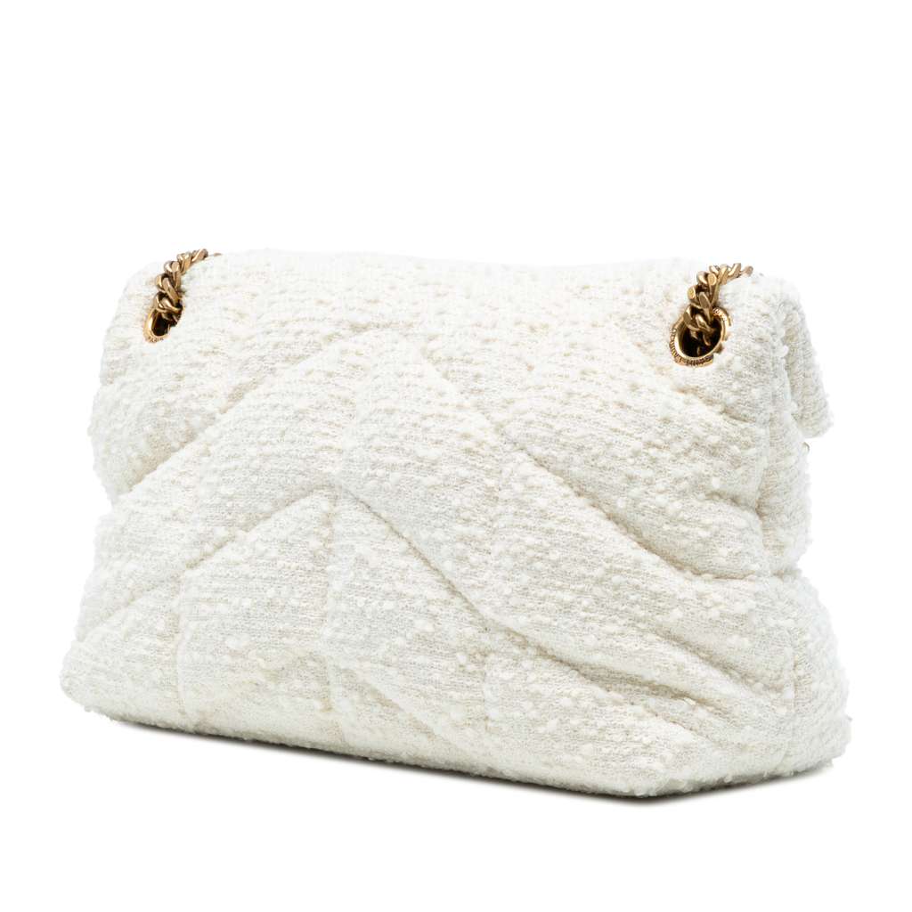 Saint Laurent Small Boucle Tweed Loulou Puffer Shoulder Bag - Back view