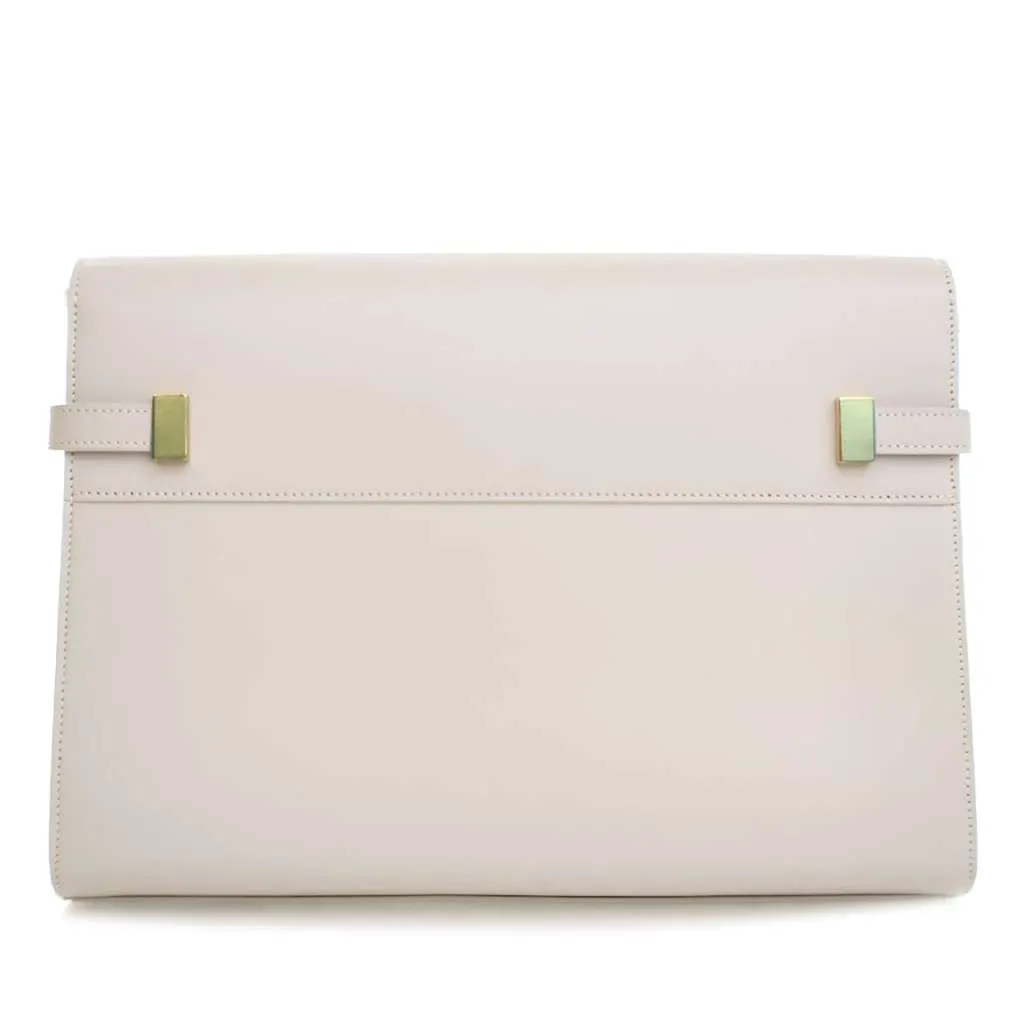 Saint Laurent Medium Leather Manhattan Shoulder Bag White Leather Good - Back View