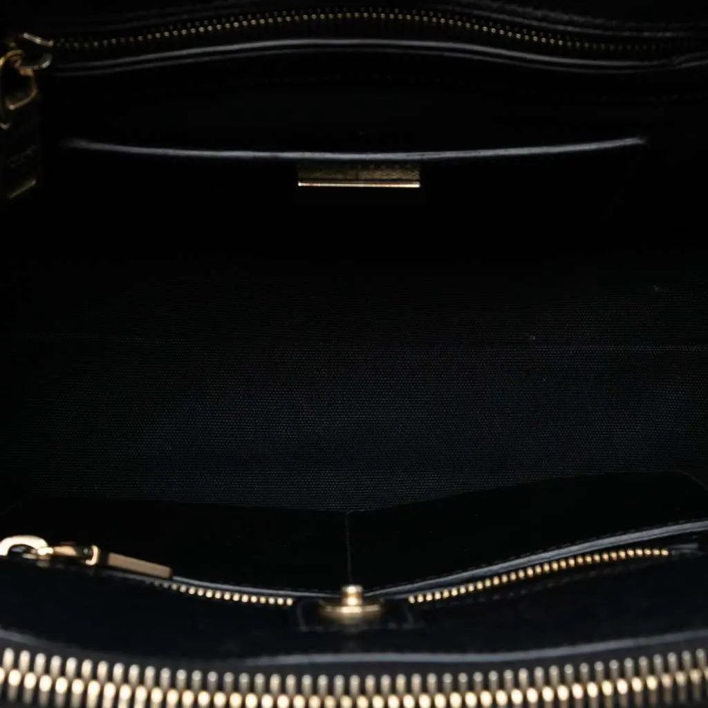 Prada Bicolor Saffiano Trimmed City Calf Double Zip Satchel Blue Leather Good - Model View