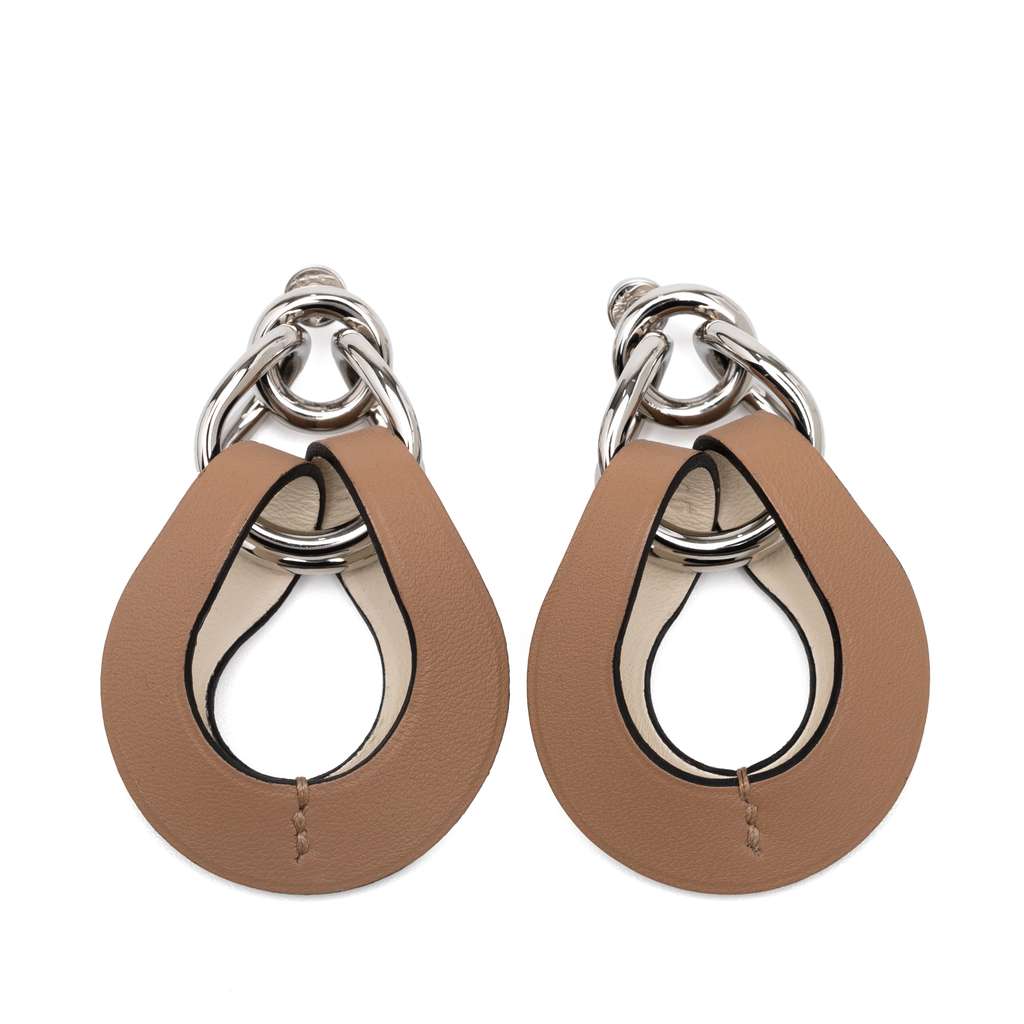 Hermès Palladium Plated and Swift Virevolte Push Back Earrings GM