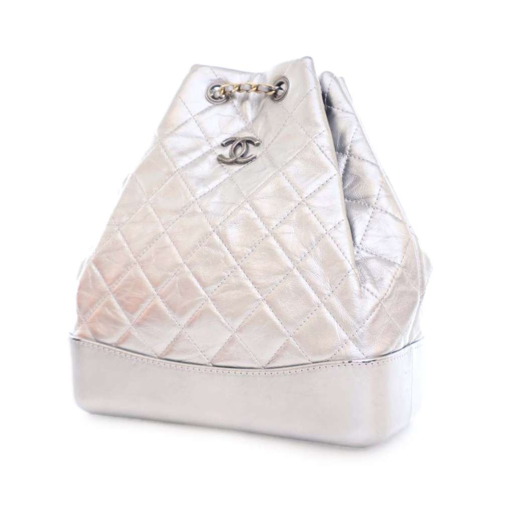 Chanel Crumpled Metallic Calfskin Gabrielle Backpack - Back view