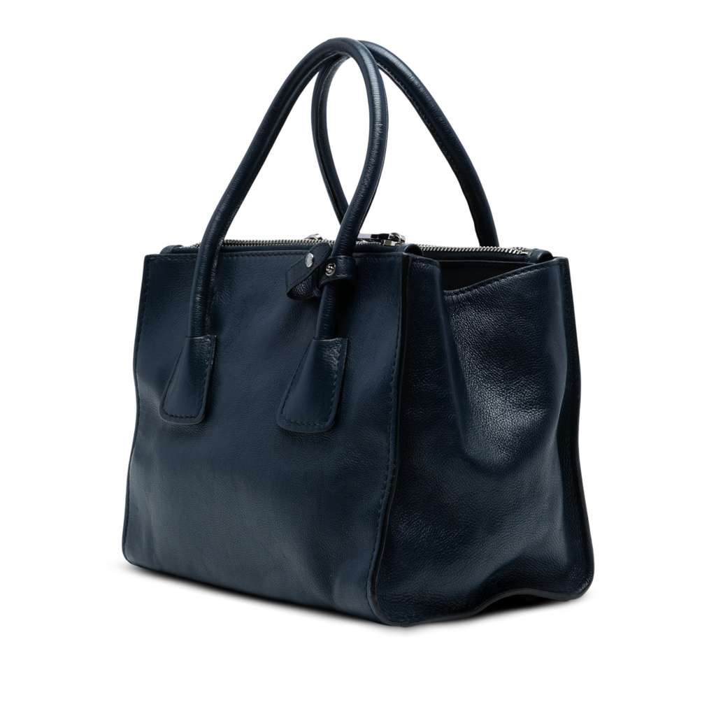 Prada Small Glace Calf Twin Pocket Satchel - Back view