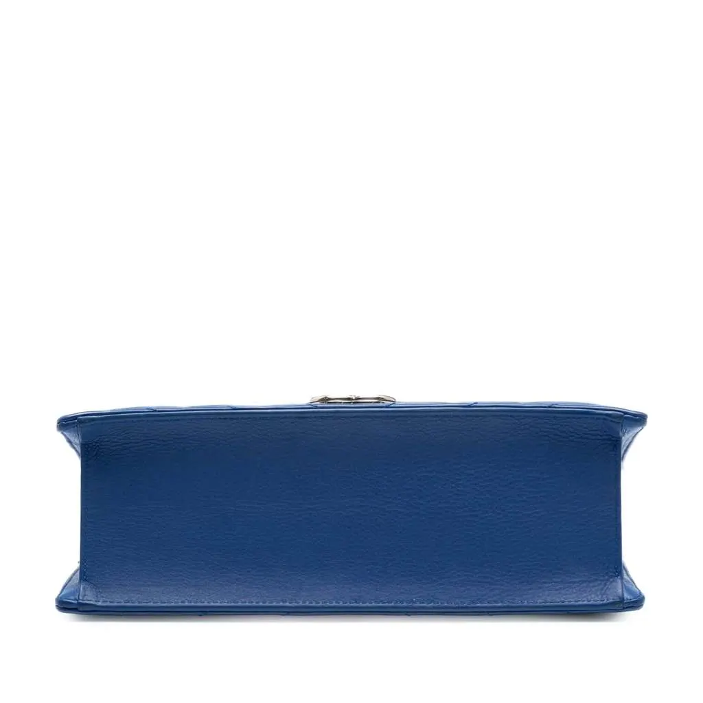 Chanel Medium CC Chevron Calfskin Envelope Flap Blue Leather Good - Inside View