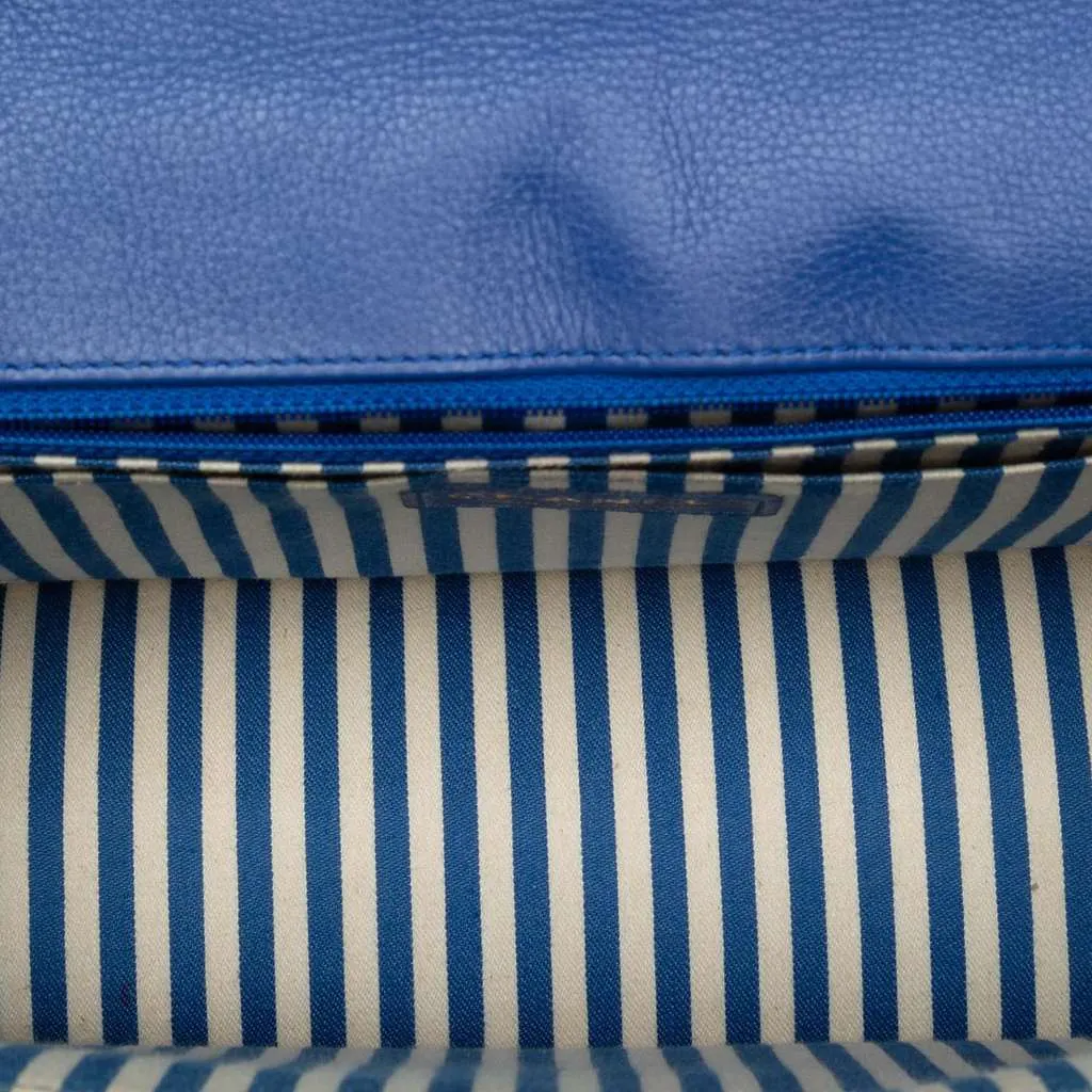 Chanel Medium CC Chevron Calfskin Envelope Flap Blue Leather Good - Model View