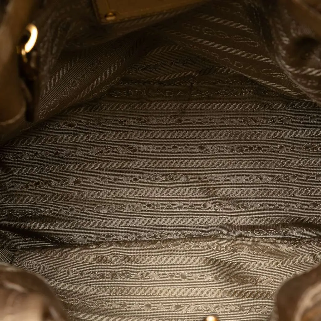 Prada Metallic Nappa Antique Bow Satchel Gold Leather Very good - Model View