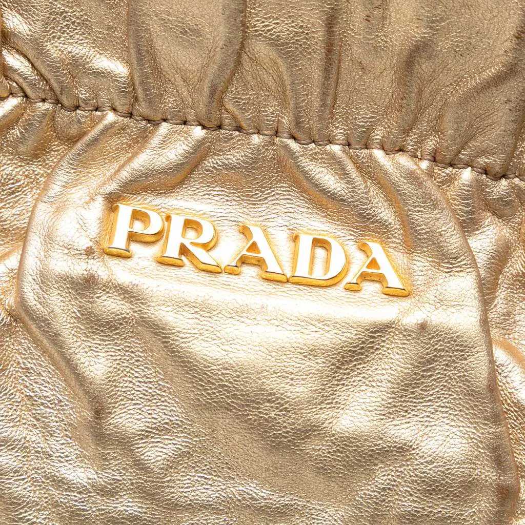 Prada Metallic Nappa Antique Bow Satchel Gold Leather Very good - Box View