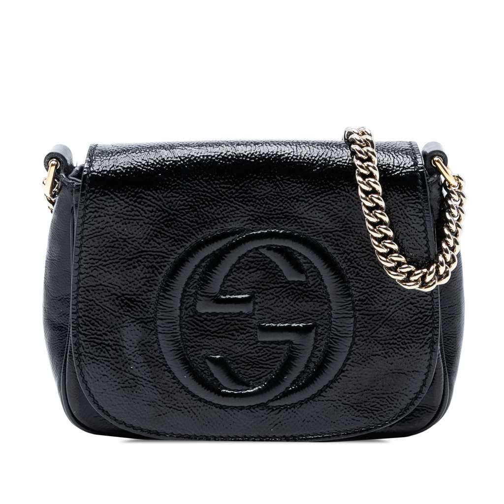 Gucci Small Patent Soho Chain Flap Crossbody