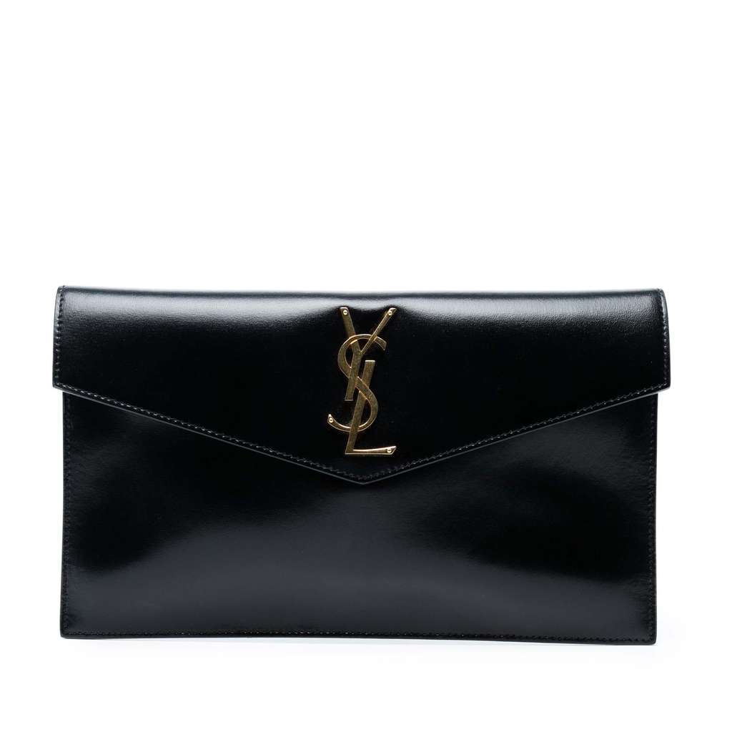 Saint Laurent Smooth Shiny Calfskin Monogram Uptown Pouch