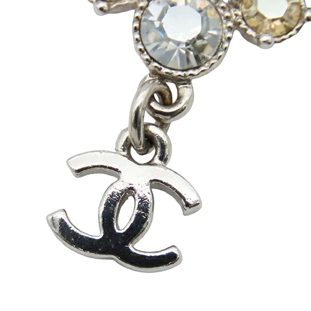 Chanel CC Silver Plated Crystal Cluster Pendant Necklace - Image 6